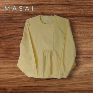 Masai Copenhagen Buttery Yellow Pleated Hem Long Sleeve Blouse Size Medium
